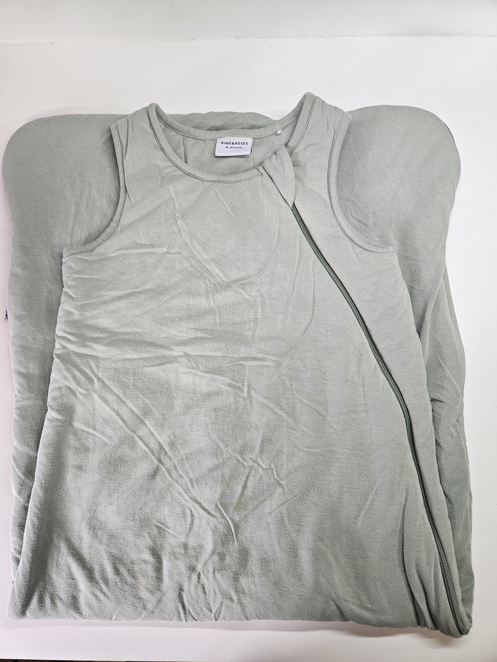 Bums & Roses Baby Sage Green Unisex Sleep Sack Wearable Blanket Bamboo 18-36m